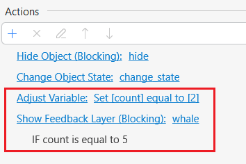 actions not using parameters in advanced actions dialog