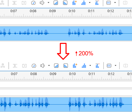 adjust audio volume in waveform