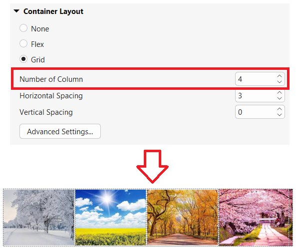 adjust number of column for grid box
