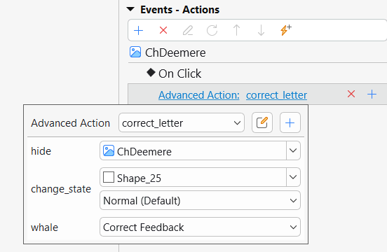 apply advanced action to event