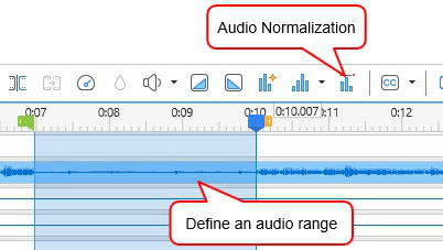 define an audio range to normalize it