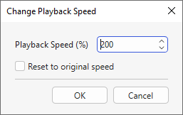 change playback speed dialog to speed up or slow down video