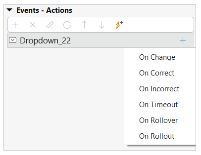 dropdown events and actions