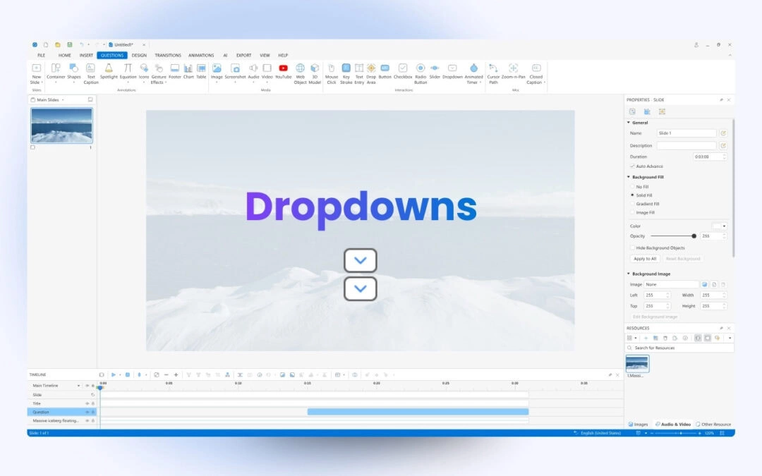 How to Create Select in Dropdowns Questions in ActivePresenter 10