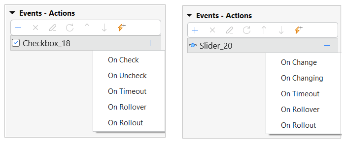events in interaction objects