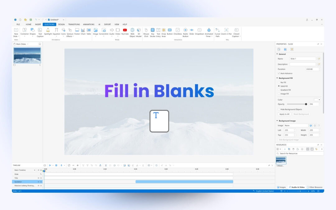 How to Create a Fill in Blanks Quiz in ActivePresenter 10