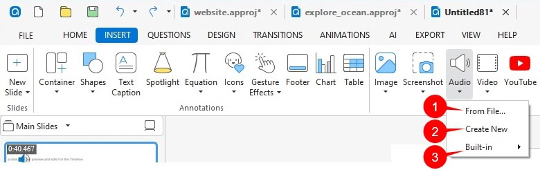 insert audio from file