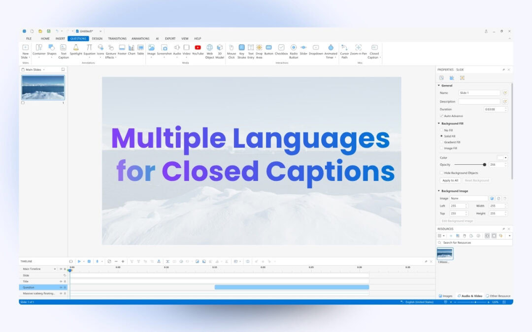 Add New Languages to Closed Captions in ActivePresenter 10