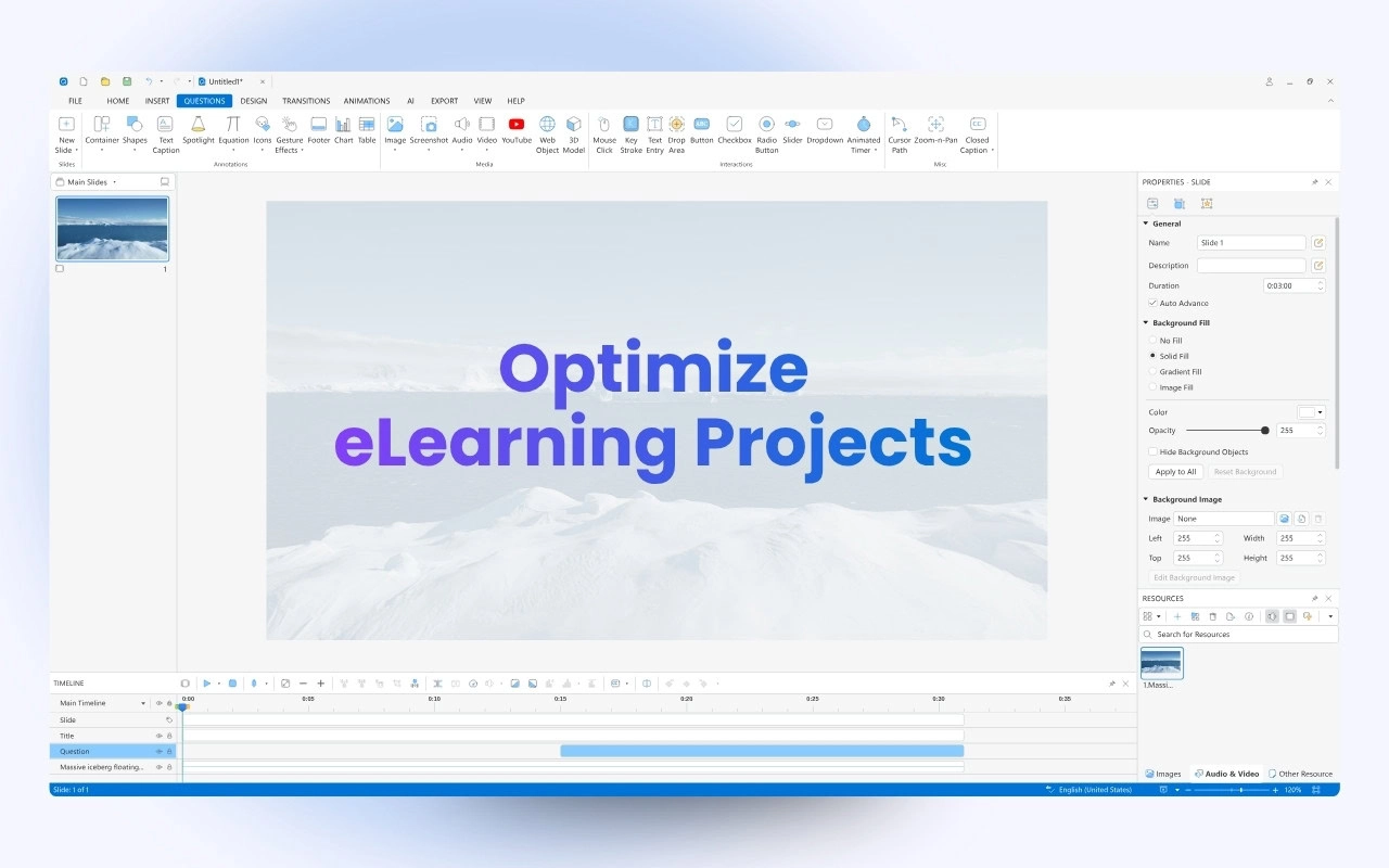 optimize ActivePresenter eLearning project