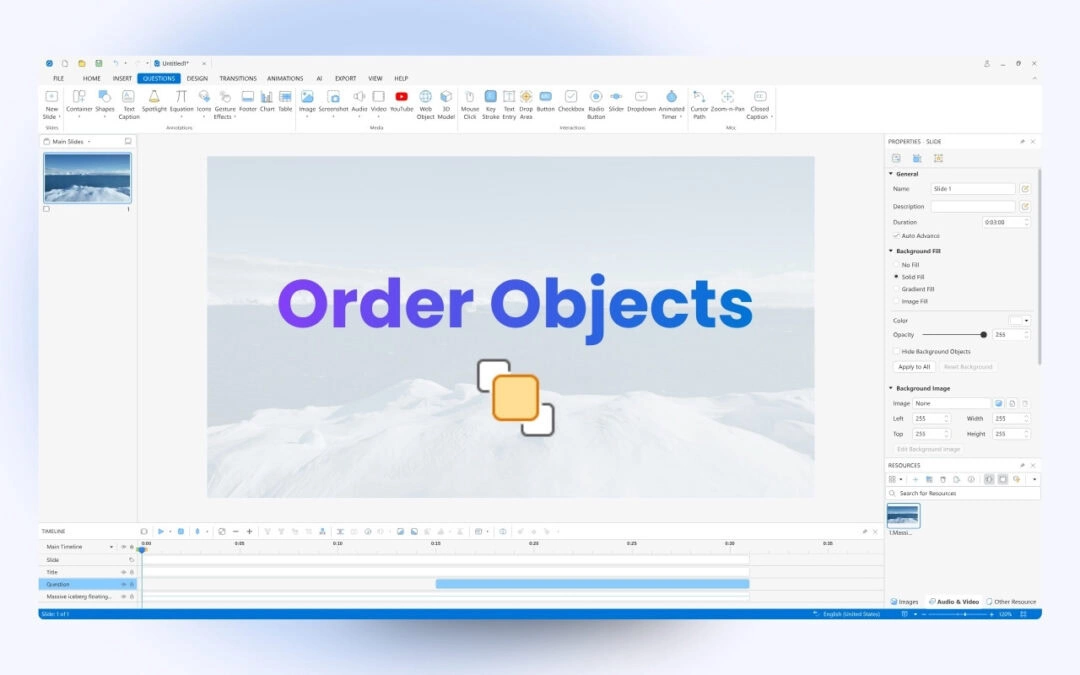 How to Order Objects in ActivePresenter 10