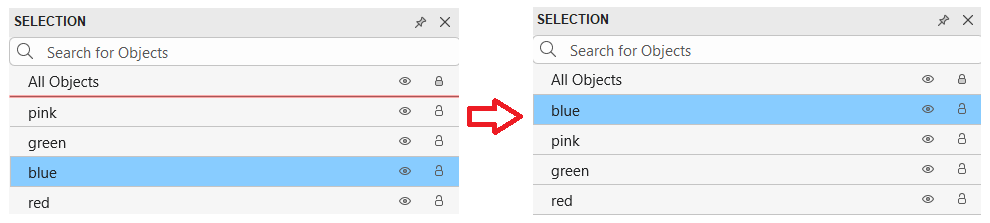 order objects using selection pane