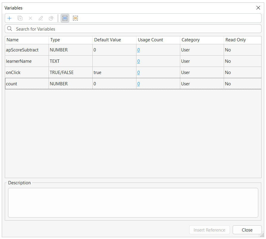 overview of variables