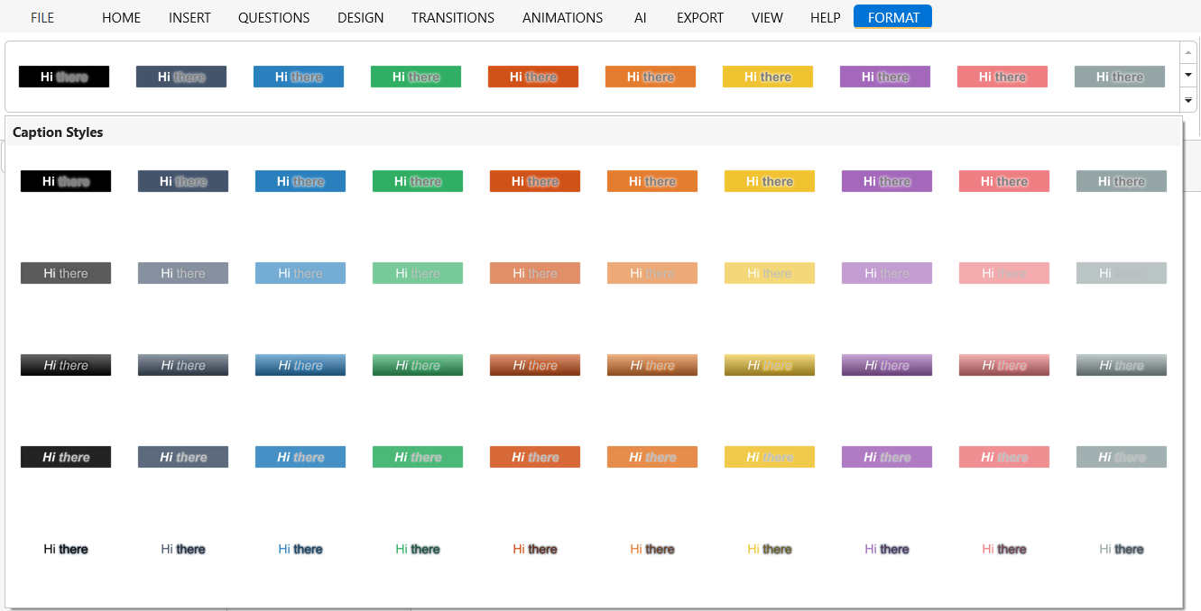 preset style closed caption