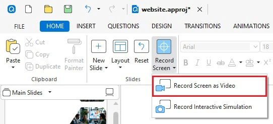 Record Screen as Video