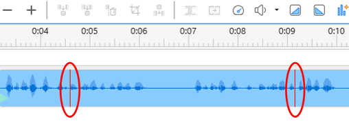red marks show volume change