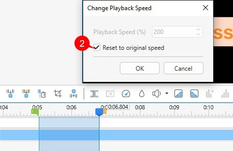 reset video to original speed