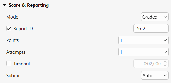set score and reporting for a select in dropdown question