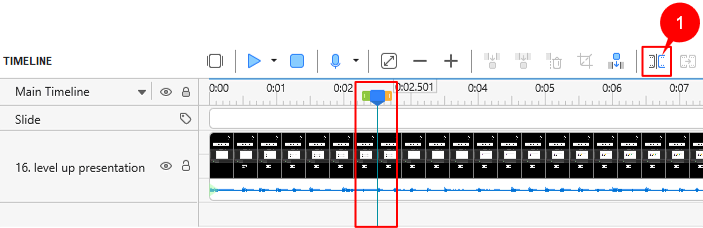 split and join videos icon in timeline