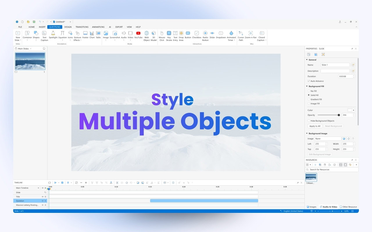 How to Style Multiple Objects in ActivePresenter 10