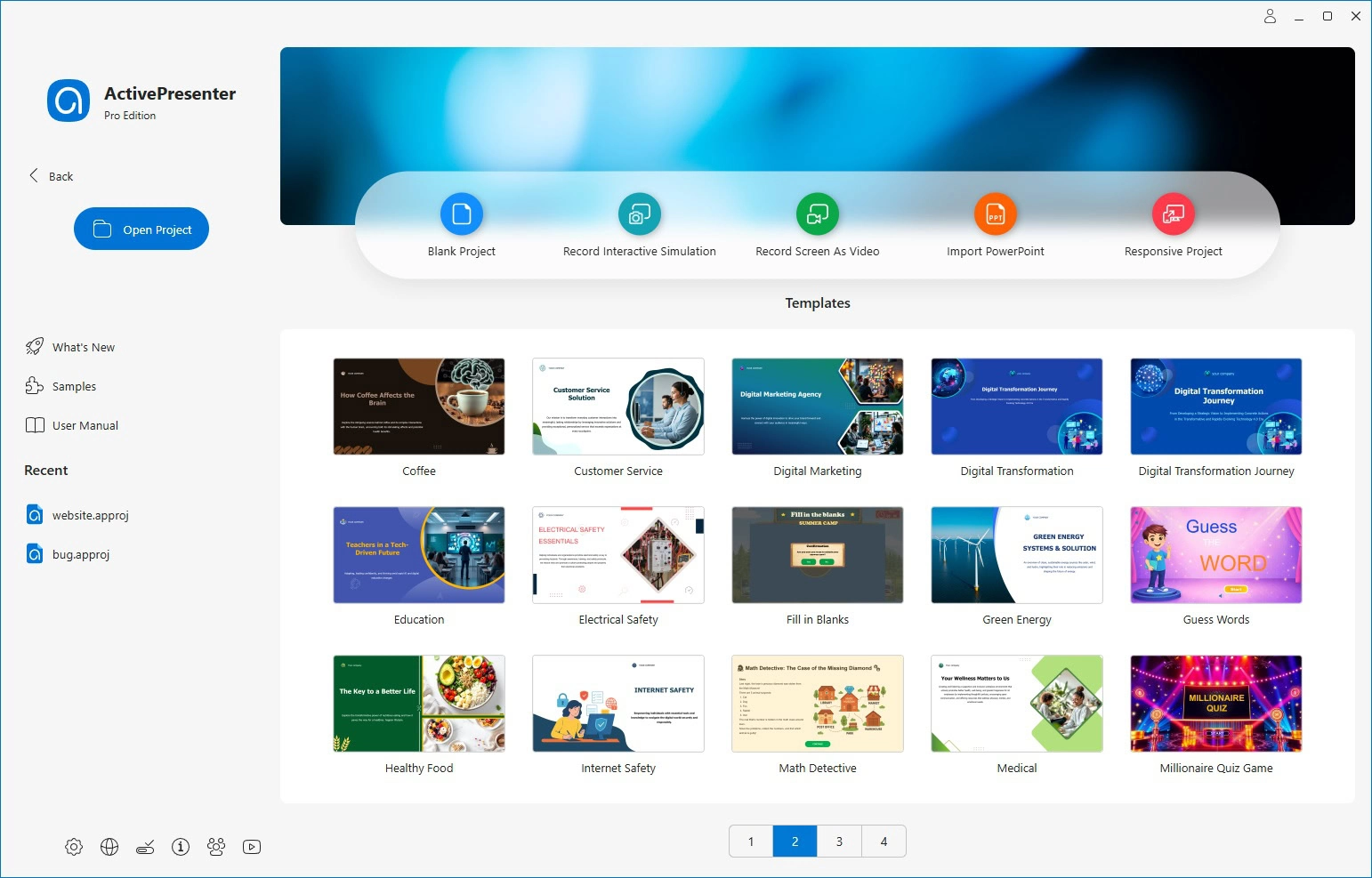 templates in Active Presenter