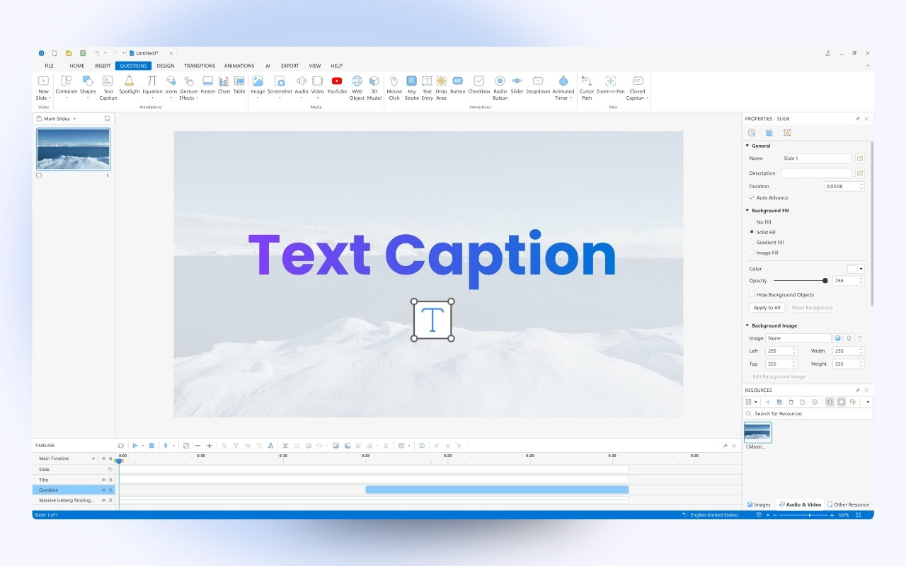 How to Work with Text Caption Objects in ActivePresenter 10