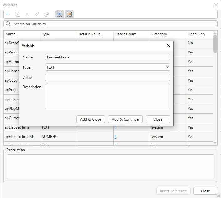 create text variable