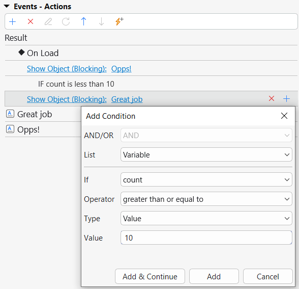 use variable as conditions