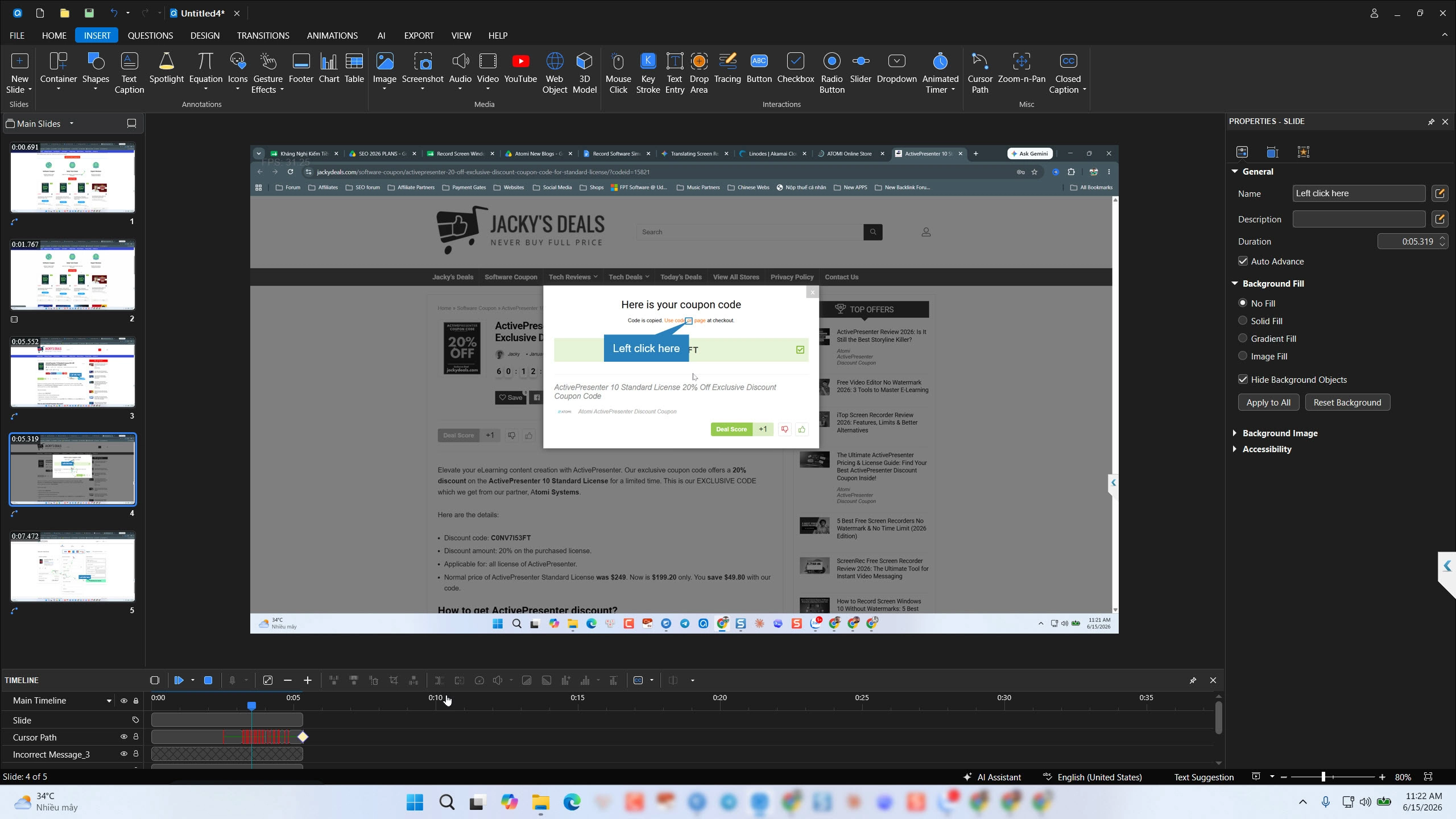 ActivePresenter's video editor