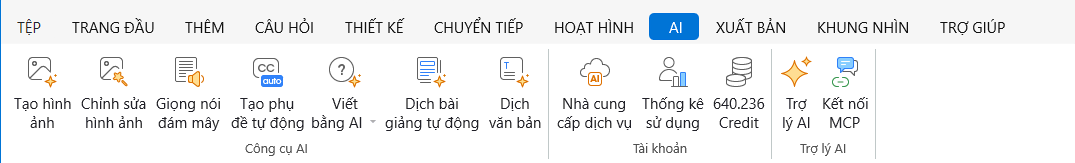 Nhà cung cấp AI tùy chỉnh trong ActivePresenter 10