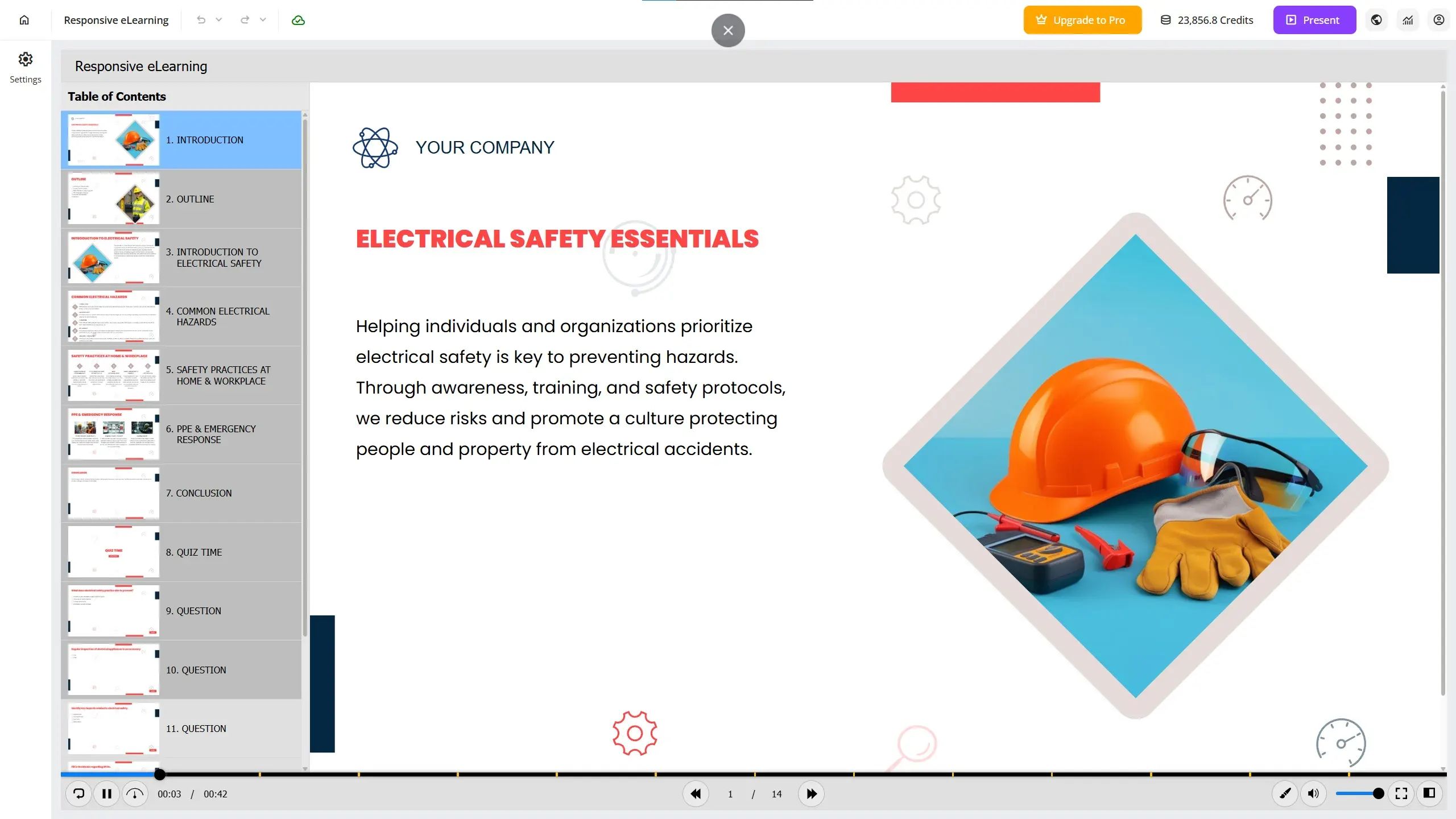 responsive course in uPresenter