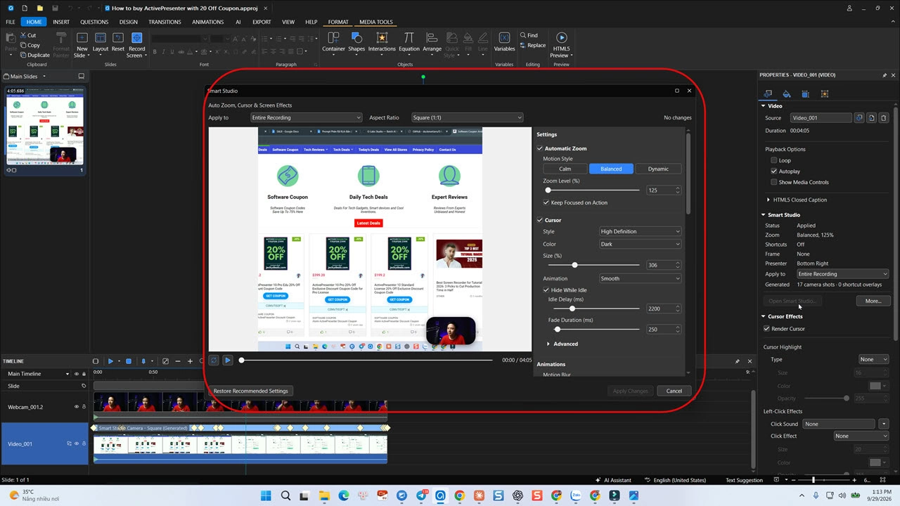 ActivePresenter Smart Studio Editor