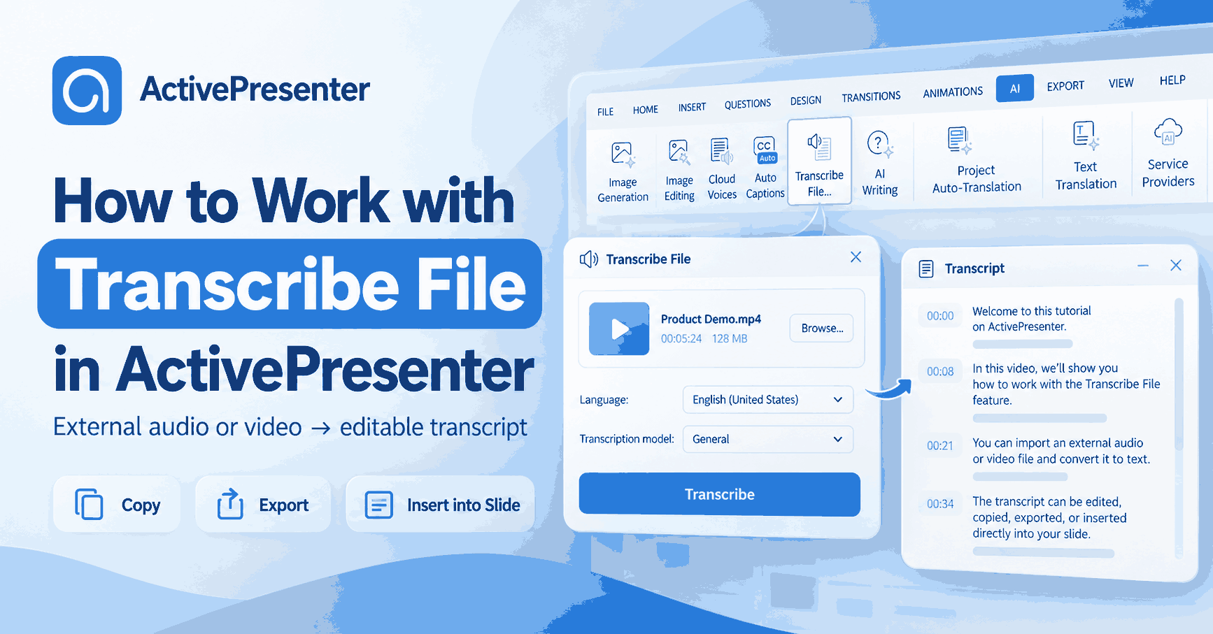 Transcribe File in ActivePresenter