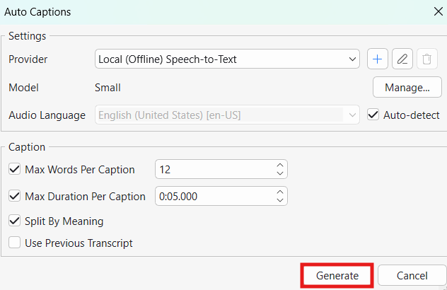 generate button